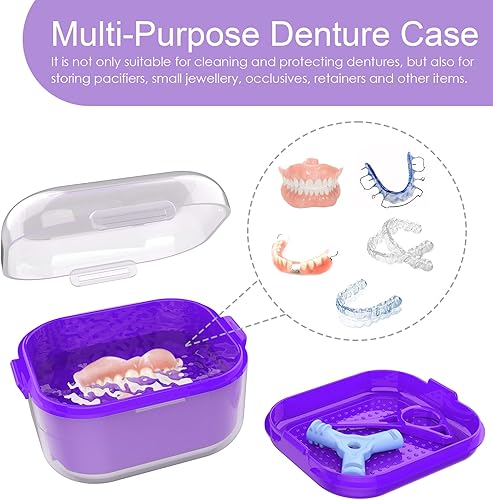 Miniatura 4 de ARGOMAX Estuche de prótesis dental, copa de prótesis para remojar dentaduras, limpieza a fondo de dentaduras, retenedor, aparatos ortopédicos