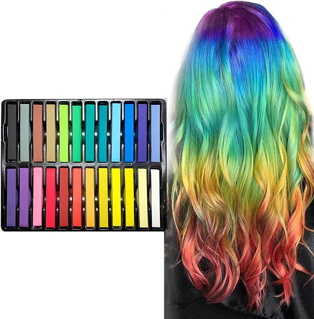 Hair Chalk, Temporary Hair Colour, Washable Hair Color Safe For Kids And Teen, Great for Cosplay Party Birthday Girls & Boys, 24 Bright Colors