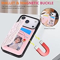 Vista 17 de UEEBAI Funda tipo cartera para iPhone 15 Pro Max con tarjetero, cubierta de cuero PU con soporte, bloqueo RFID, doble cierre magnético, relieve