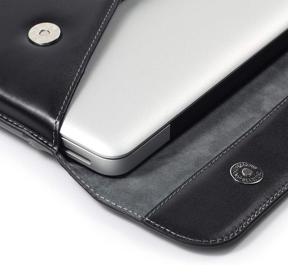 LENTION Split Leather Sleeve Case for MacBook Air 11/MacBook 12/Surface Pro/Samsung/HP/Asus/Acer 11-12 inch Laptops & Tablets, Premium Carrying Bag with Magnetic Snaps (Black)
