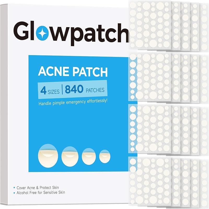 Glowpatch Adesivos hidrocoloides para uso localizado, 4 tamanhos, 840 unidades
