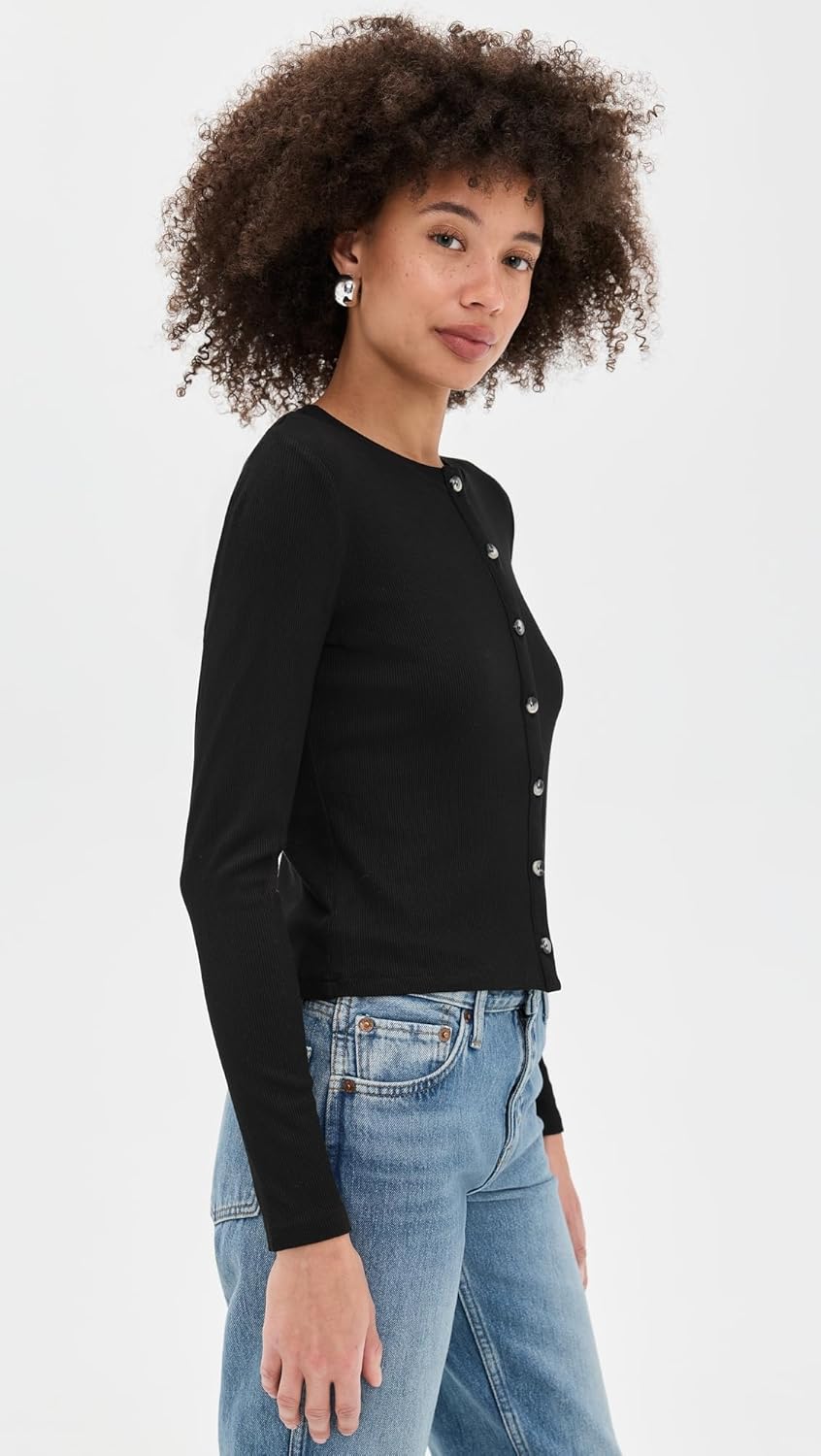 perfectwhitetee Women's Maureen Luxe Rib Fitted Cardigan - Image 4