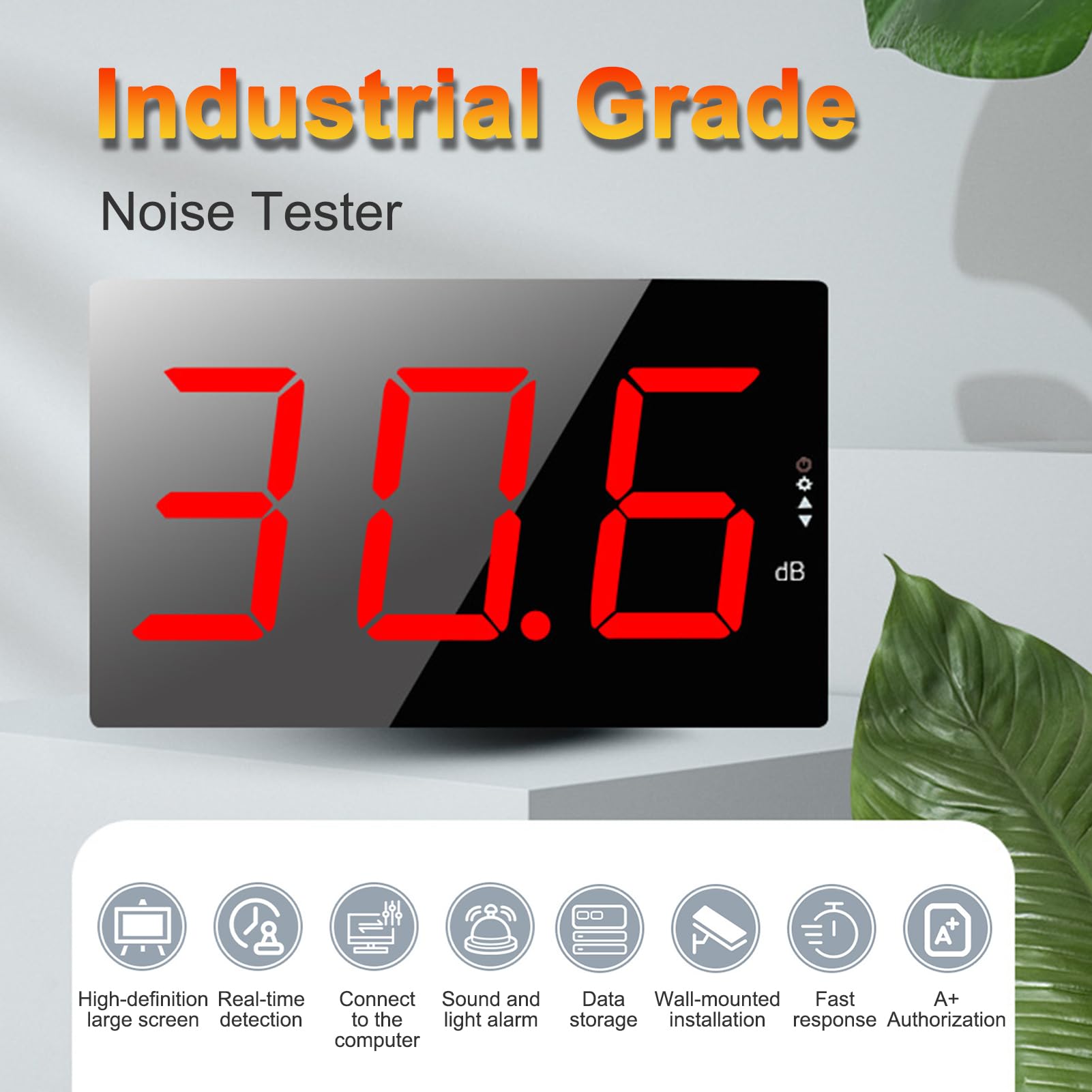 Fonometro Digitale Misuratore di Rumore A LED per Ufficio Domestico, Monitor di Livello DB con Allarme A Frequenza Ponderata