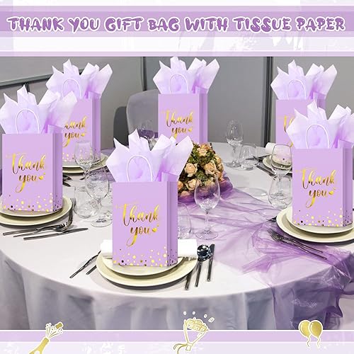 Miniatura 4 de Tinlade 30 bolsas de regalo de agradecimiento con papel de seda dorado con asa para graduación, negocios, compras, boda, ducha, regalos de fiesta