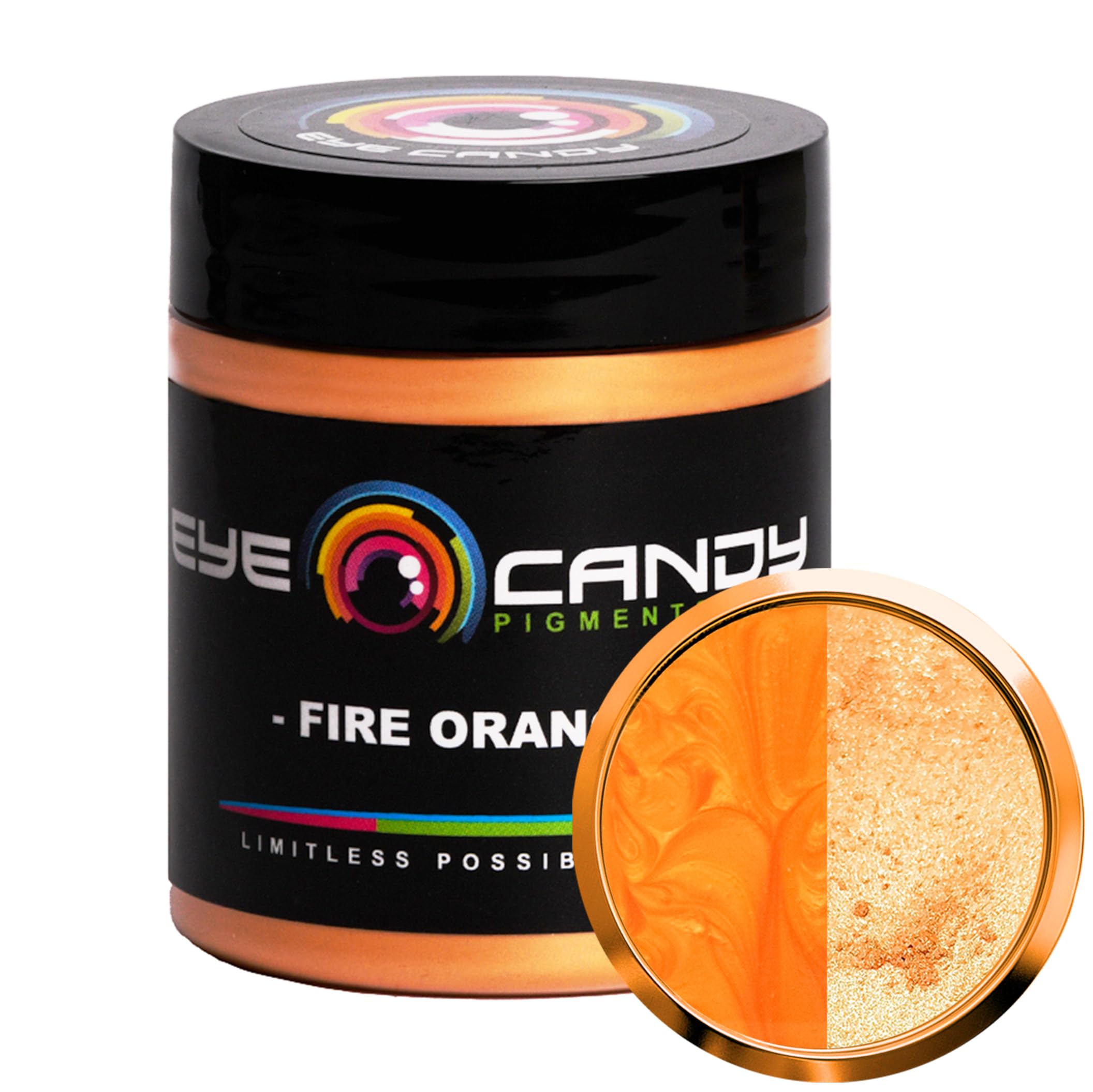 Eye Candy Pigments Premium Orange Mica Powder - Fire Orange (25gr) - for Epoxy, Resin, Soap, Paint, Woodworking, Acrylic Pouring, Bath Bombs, Fishing Lures - DIY Arts and Crafts Additive