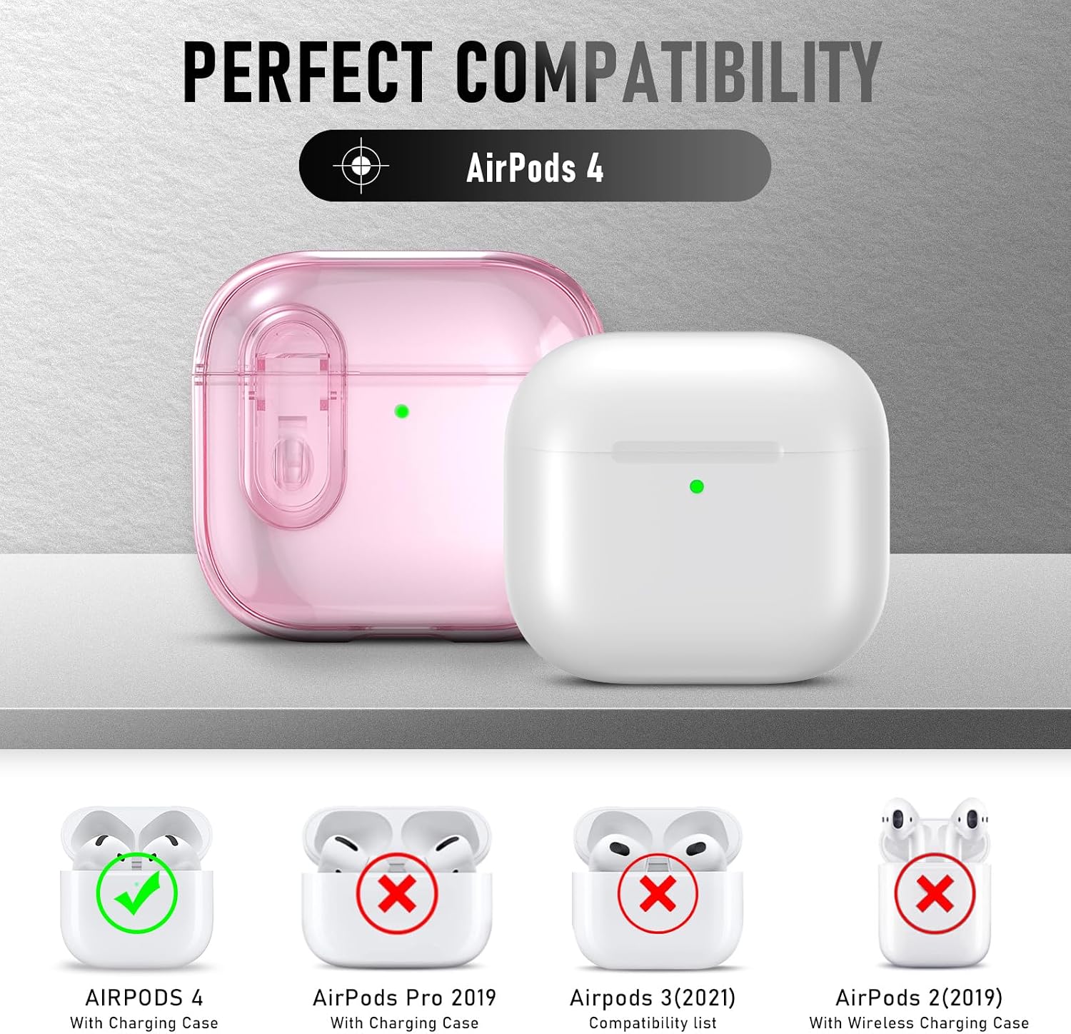 Maxjoy for Apple Airpods 4th Generation Case Cover(2024), Silicone Case with Cleaner Kit & Keychain Compatible with Airpods 4 case for Women,Men image 2