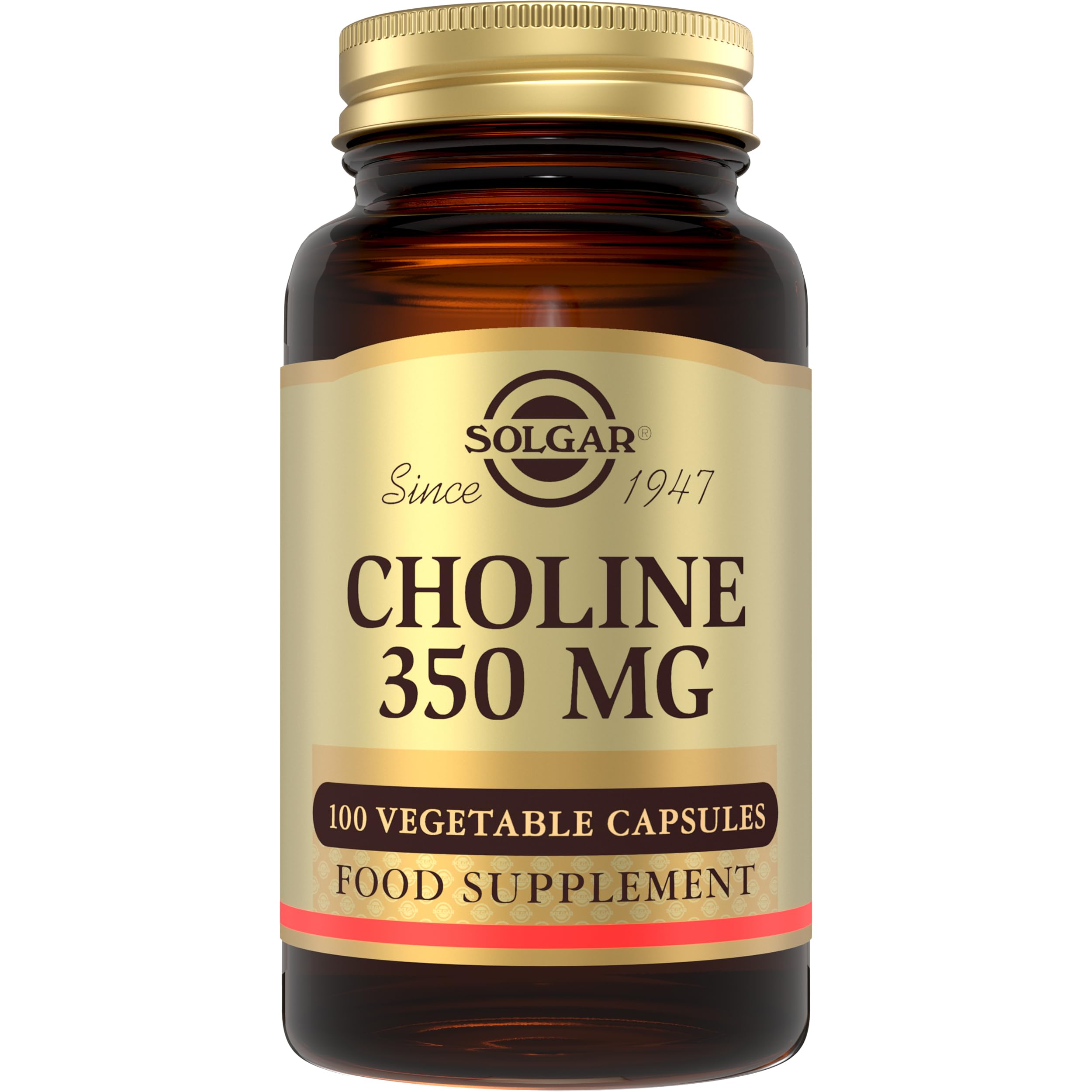 Solgar Choline 350mg - Healthy Liver Function - Supports Fat Metabolism - Essential Micronutrient - Vegan - 100 Vegetable Capsules