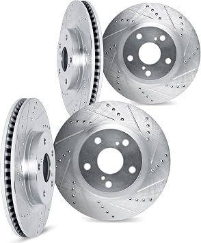 Dynamic Friction Company Front and Rear Brake Rotors Fits 1993-1995 Mazda RX-7| Drilled Slotted Disc Brake Rotors| 11.6" Front & 11.6" Rear