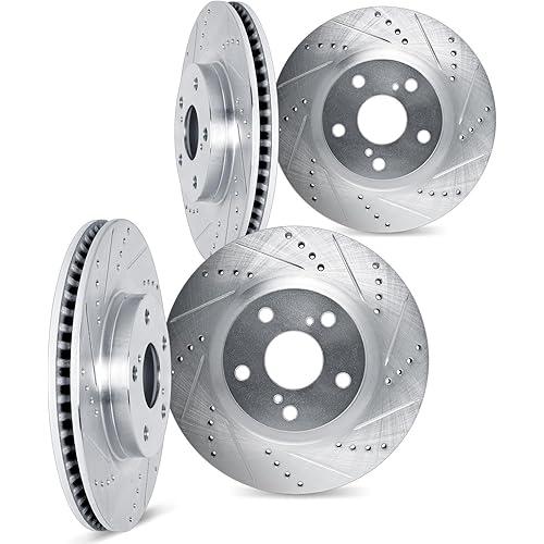 Dynamic Friction Company Front and Rear Brakes and Rotors| Drilled SlottedBrake Rotors| Front and Rear Disc Brake Rotors| Fits 2019-2022 Mercedes-Benz G500, G550