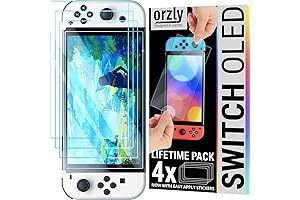 Orzly Glass Screen Protector for Nintendo Switch OLED Console Accessories (Pack of...