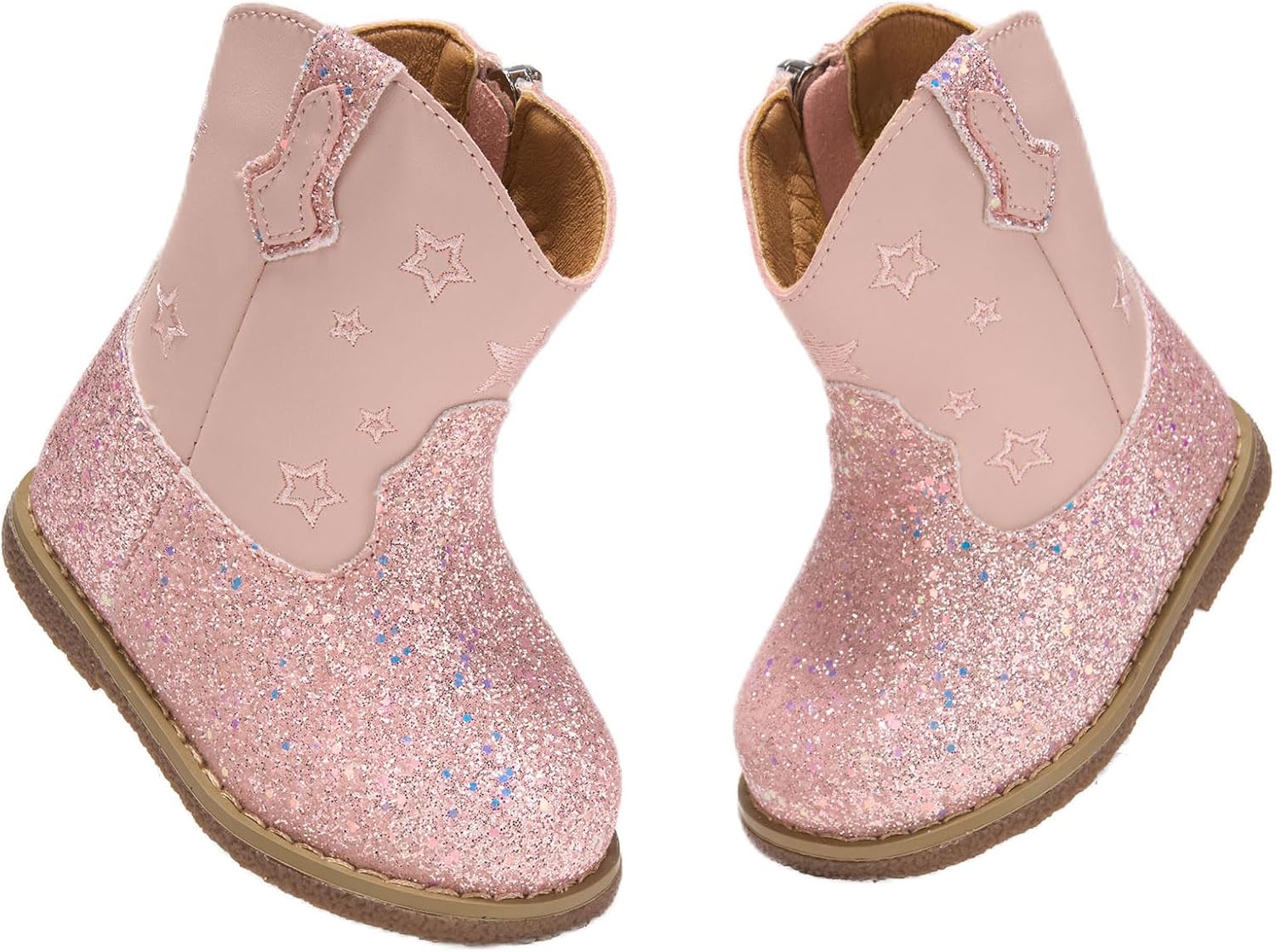 Newsonet Baby Cowboy Cowgirl Boots Infant Western Boots Toddler Boys Girls Round Toe Riding Mid Calf Boots All Seasons for 6 9 12 18 24 Months