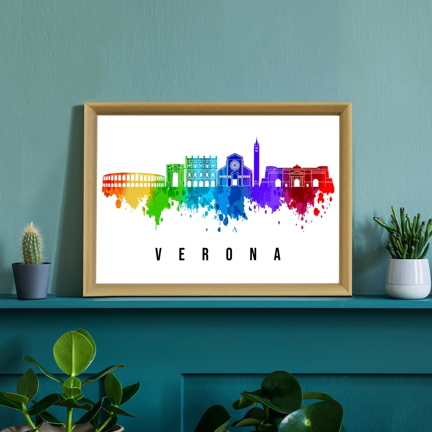 Pera Print Italy Poster, Italy-Verona Poster, Italy Illustration Skyline City Poster, Modern Skyline Poster, Cityscape and Landmark Print, Home-Office Wall Art Decoration