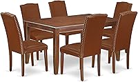 Vista 19 de East West Furniture DUEN5-MAH-66 - Juego de mesa de comedor de 5 piezas para 4 personas, incluye una mesa de cocina rectangular y 4 sillas