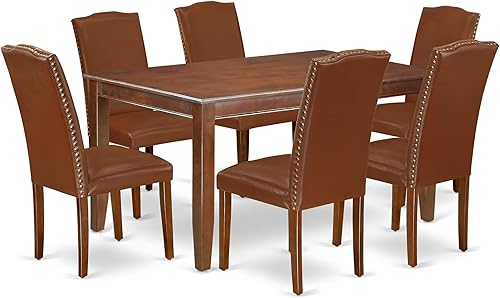 Miniatura 17 de East West Furniture DUEN7-BLK-69 - Juego de mesa de comedor de 7 piezas consta de una mesa de cocina rectangular y 6 sillas de comedor Parson de