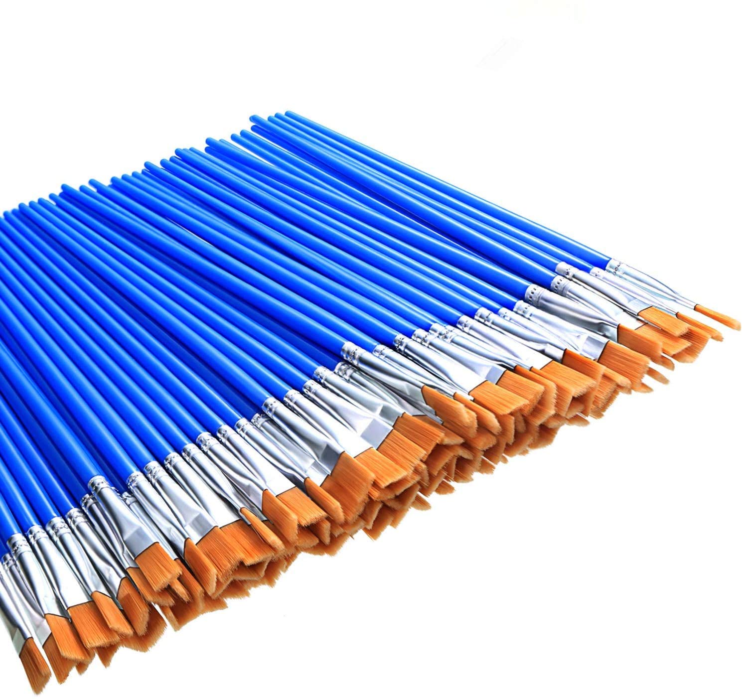 100 Pièces Petits Pinceaux Plats Pinceaux Art Pinceau à Dessus Plat pour Fournitures Scolaires Bureau Maison