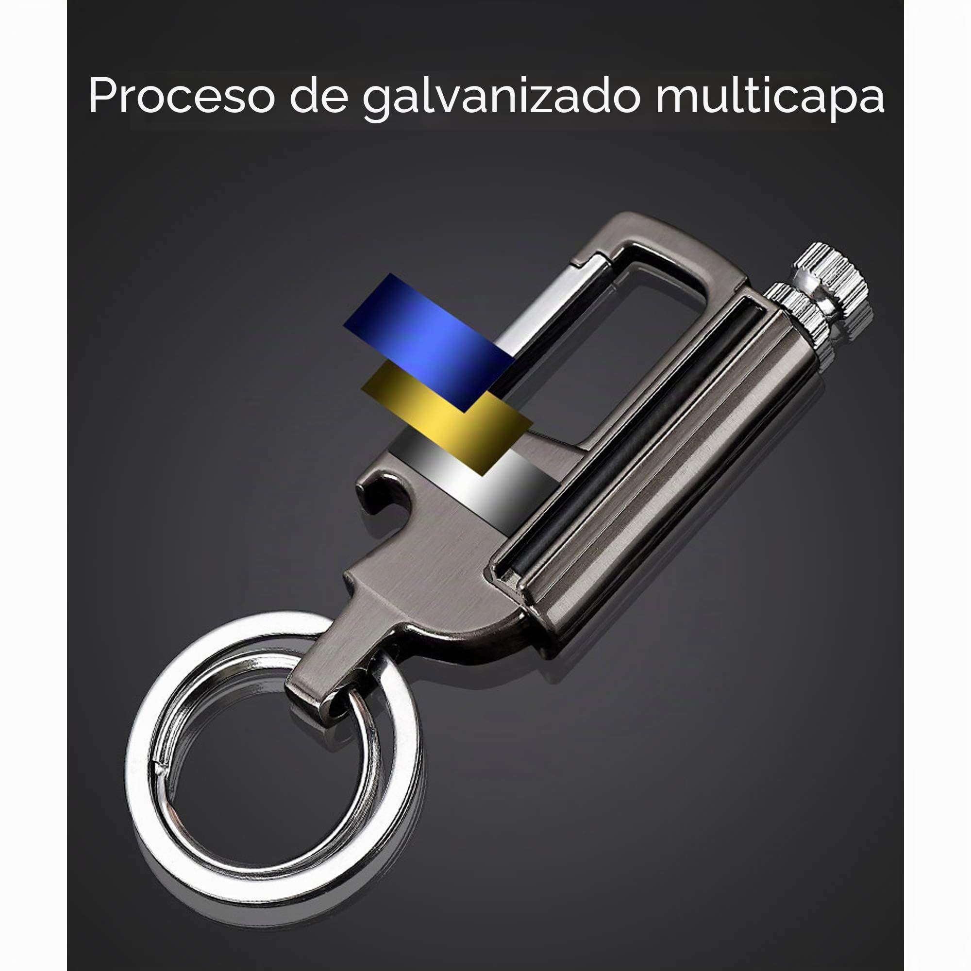 Encendedor de Fuego Pedernal Impermeable Metal Llavero Abrebotellas
