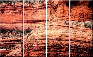 Red Rock 4 Piece Canvas Wall Art. Arizona Desert Home Decor Photography Print.