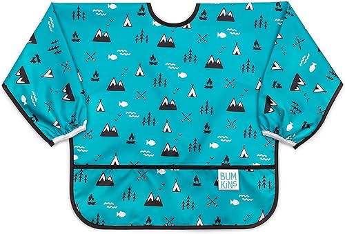Bumkins - Babero con mangas para bebé, babero para niños pequeños, tela impermeable, se adapta a edades de 6 a 24 meses