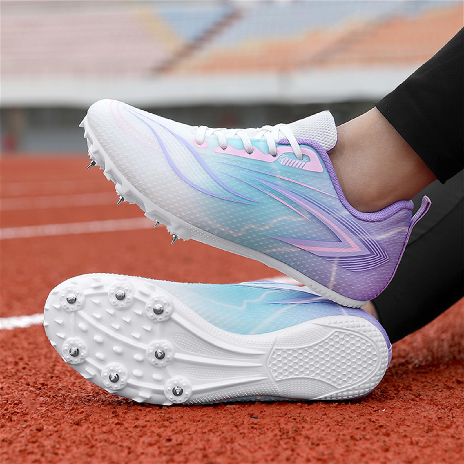 Chaussures Athlétisme pour Femmes Garçons Et Filles Baskets De Course De Saut De Sprint Respirantes