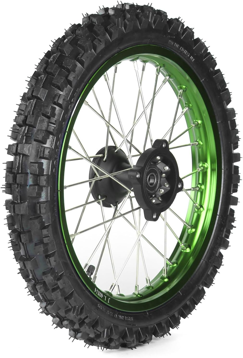 60/100-14 Front Wheel, 80/100-12 Rear Wheel 15mm Axle Bearings for taotao SSR Apollo Kayo 125 140 150cc Pit Bikes Dirt Bike (Green)
