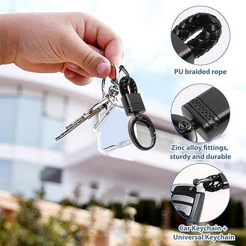 Miniatura 2 de Bewudy Llaveros para llaves de coche, cuerda tejida de metal para automóvil, llavero personalizado, llavero resistente con anillo en D antipérdida
