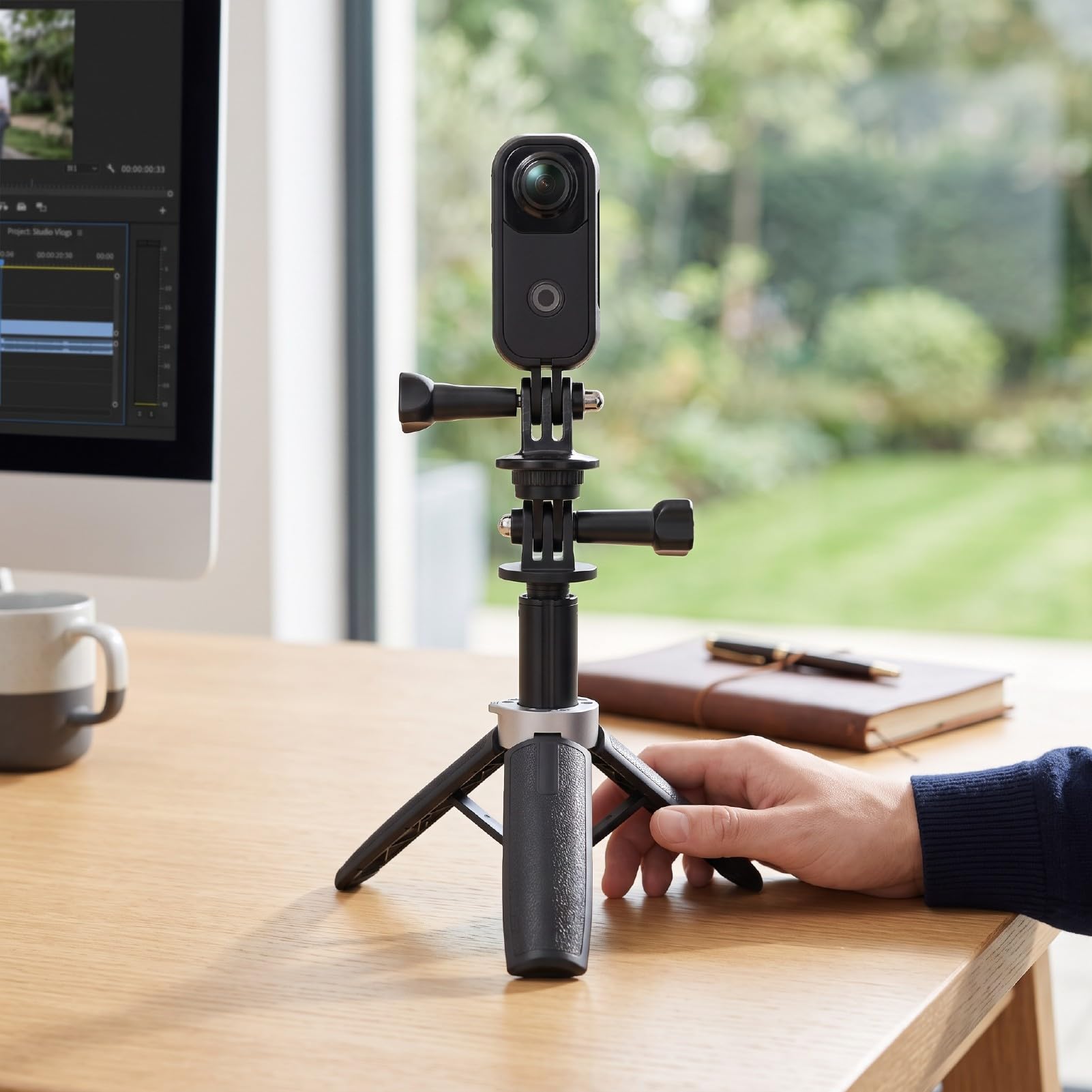 Telecamera Sportiva 4K, Registratore POV DV da Casco, 4K, for | Video in 4K, Obiettivo Grandangolare 142°, Wireless, Custodia e Supporto Casco