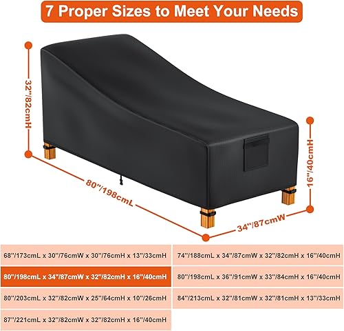 Miniatura 9 de Easy-Going - Funda impermeable para tumbona de patio, resistente a todo tipo de clima, con ventilación de aire, 80 pulgadas de largo x 34 pulgadas