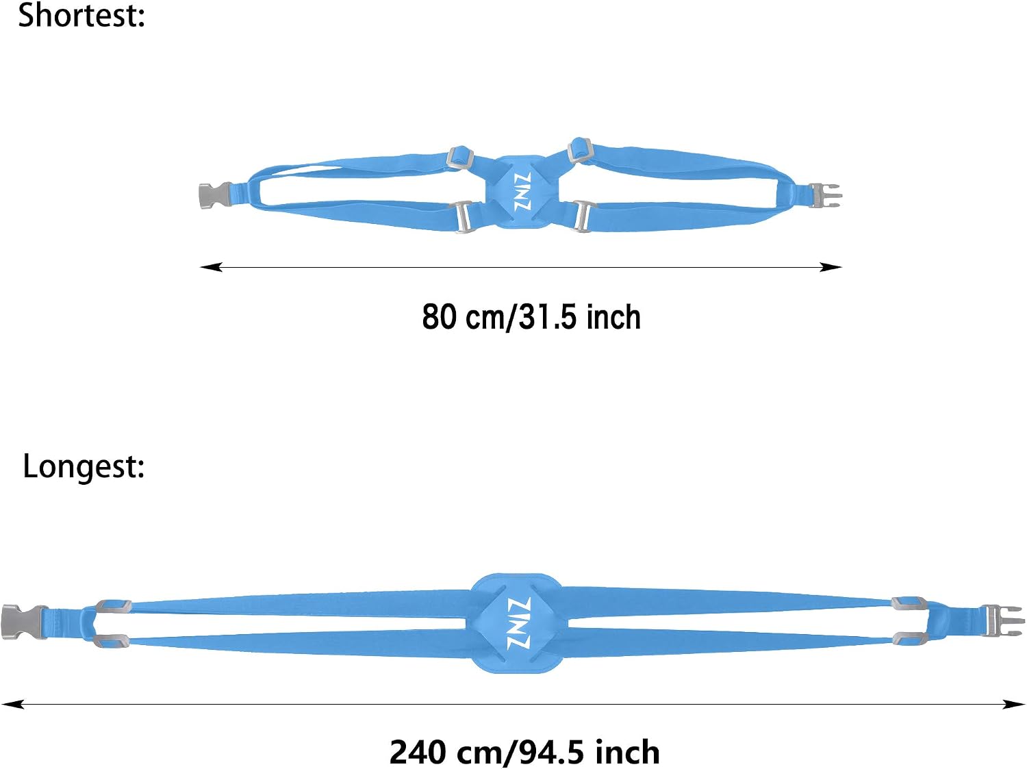 ZINZ Luggage Strap, High Elastic Suitcase Belt Adjustable Bag Bungees for Easier Travel,Blue US - Image 4