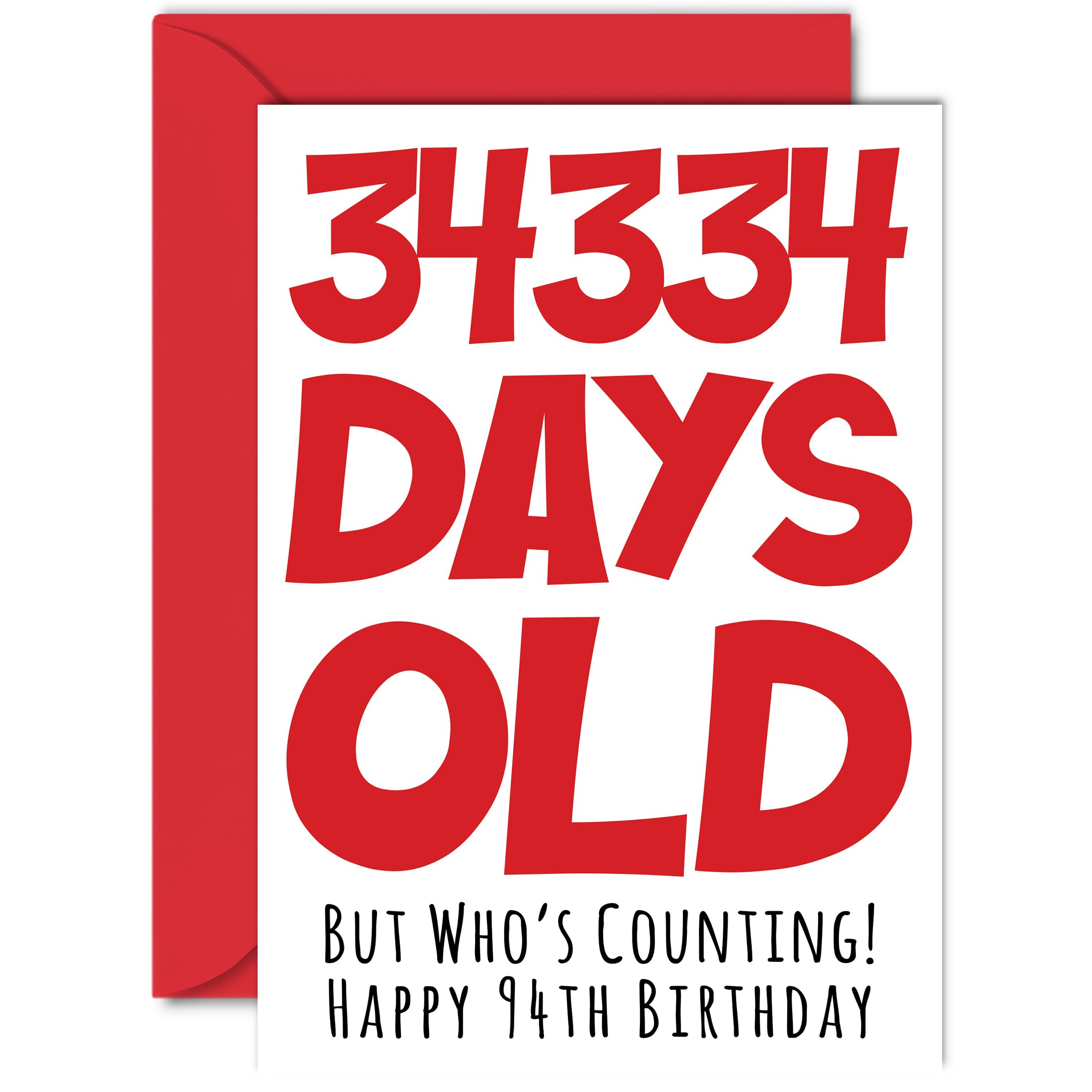 94th Birthday Card for Women and Men Her or Him, 34334 Days Old