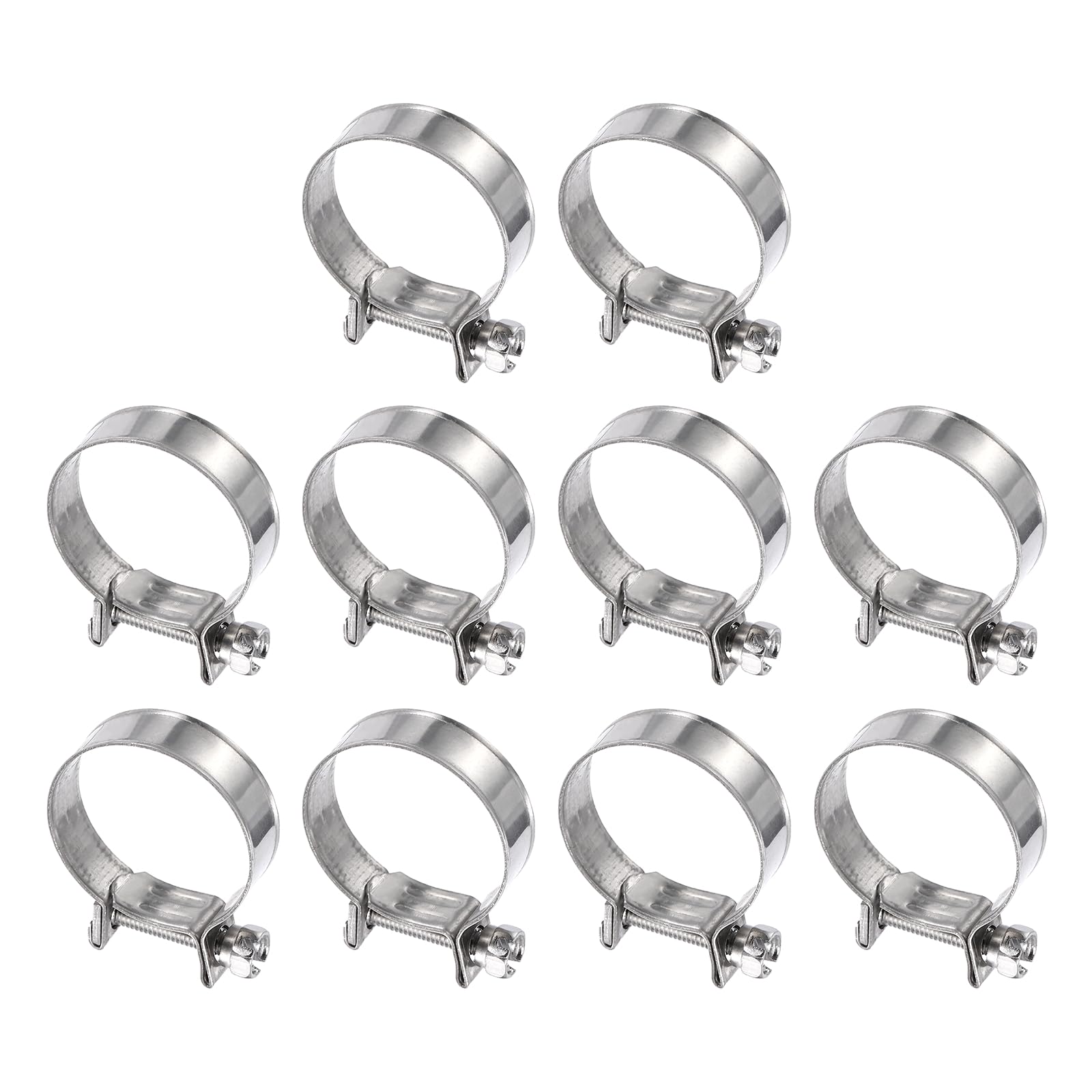 sourcing map 10pcs Fuel Injection Hose Clamp 27-29mm Adjustable 304 Stainless Steel Mini Gas Line Hose Clamp for Automotive Agriculture Plumbing Diesel Petrol Pipe