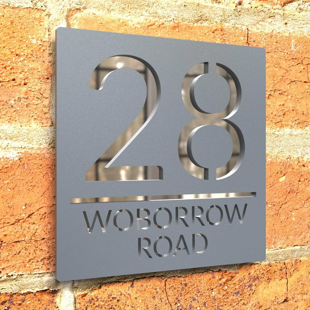 Personalized Custom Acrylic Modern House Numbers Sign Door Address Street Letter Number Plaques Outdoor Name Home Decor Plate (Grey Gold)