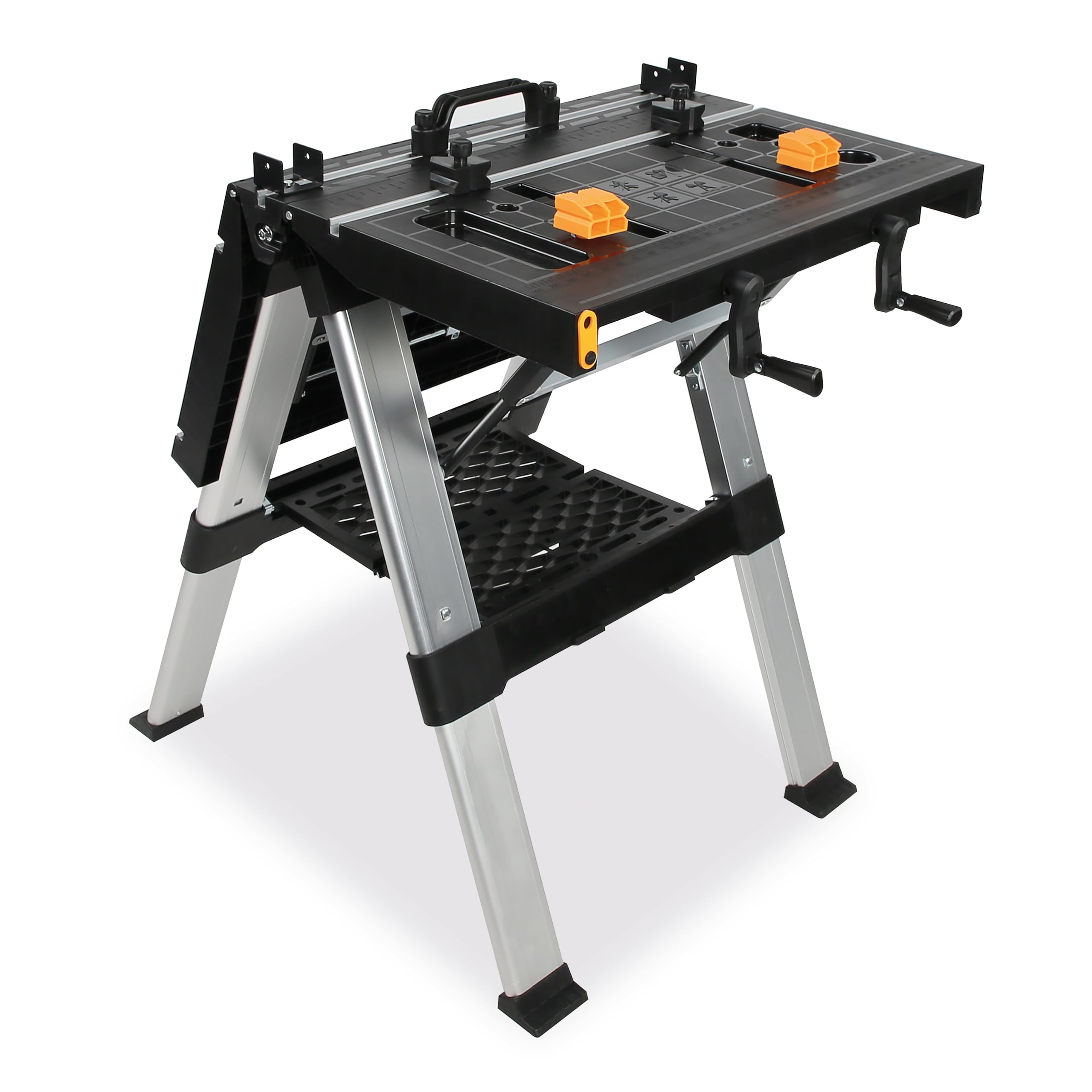 BETA - Banco da Lavoro Pieghevole Multiuso con Piano 820x630 mm e Gambe Telescopiche Regolabili, Banco Professionale Portatile con Morsetti per Officina Garage Fai da Te e Manutenzione, C56BLP