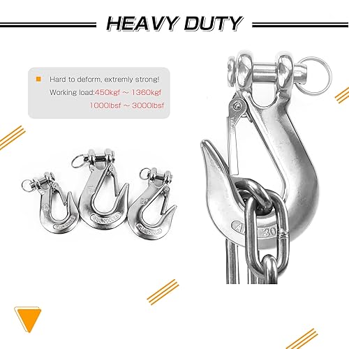 Miniatura 4 de AMYSPORTS Gancho deslizante de alta resistencia Cabrestante de elevación Gancho deslizante de acero Carga de remolque de seguridad Ganchos de