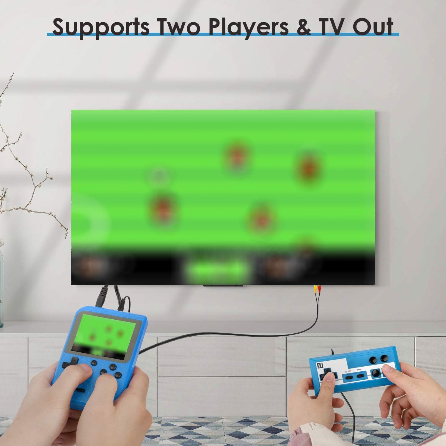 Handheld Game Console, Retro Mini Game Player with 500 Classic FC Games, 3.0 Inch Screen 800mAh Rechargeable Battery Portable Game Console Support TV Connection & Two Players for Kids Adults (Blue)