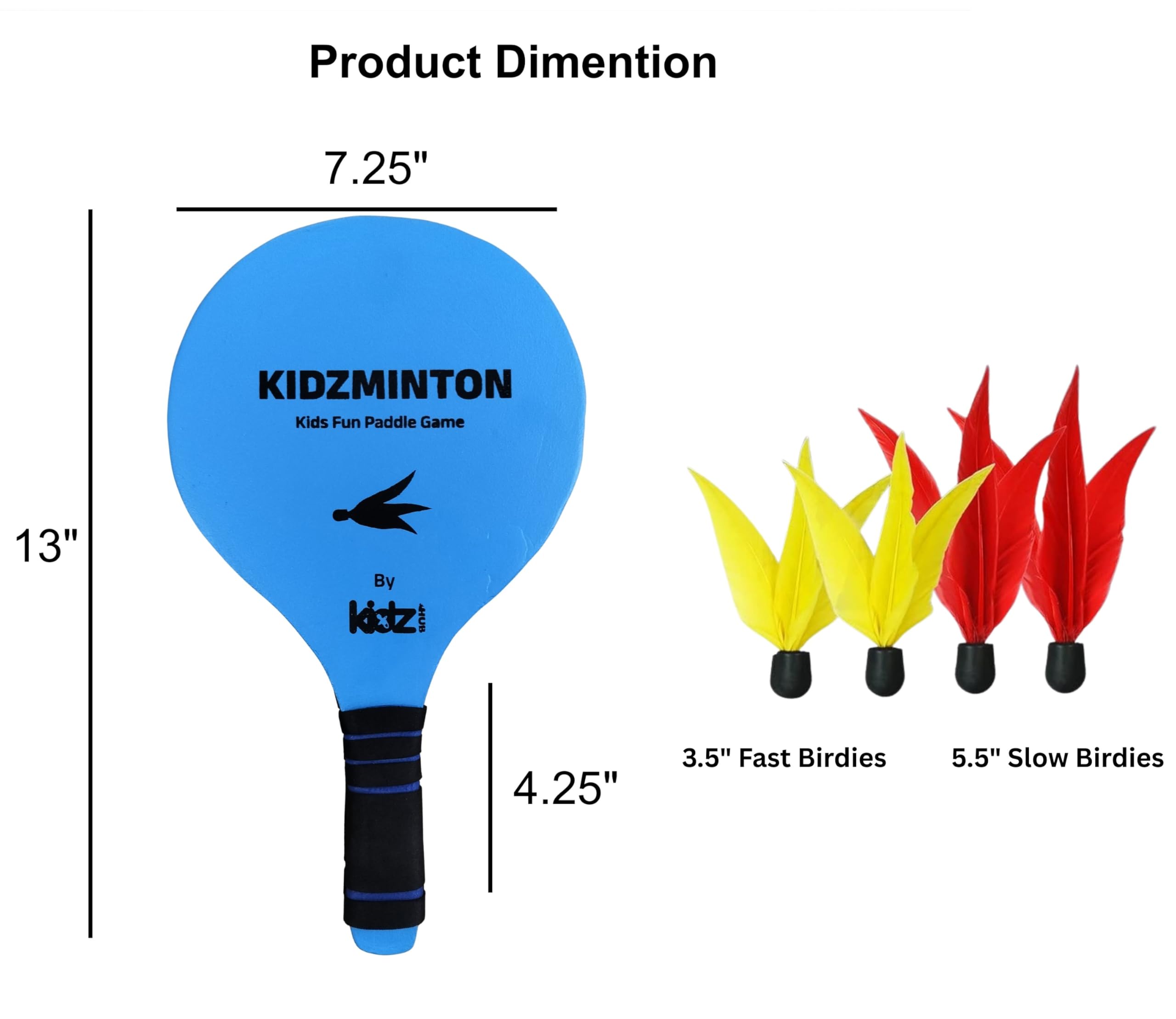Kidzminton by Kidzhub - Kids Fun Badminton Racket Game for Kids Indoor Outdoor Year Round Fun Paddle Game Set for Boys, Girls and People of All Ages. (Blue and Orange) 4