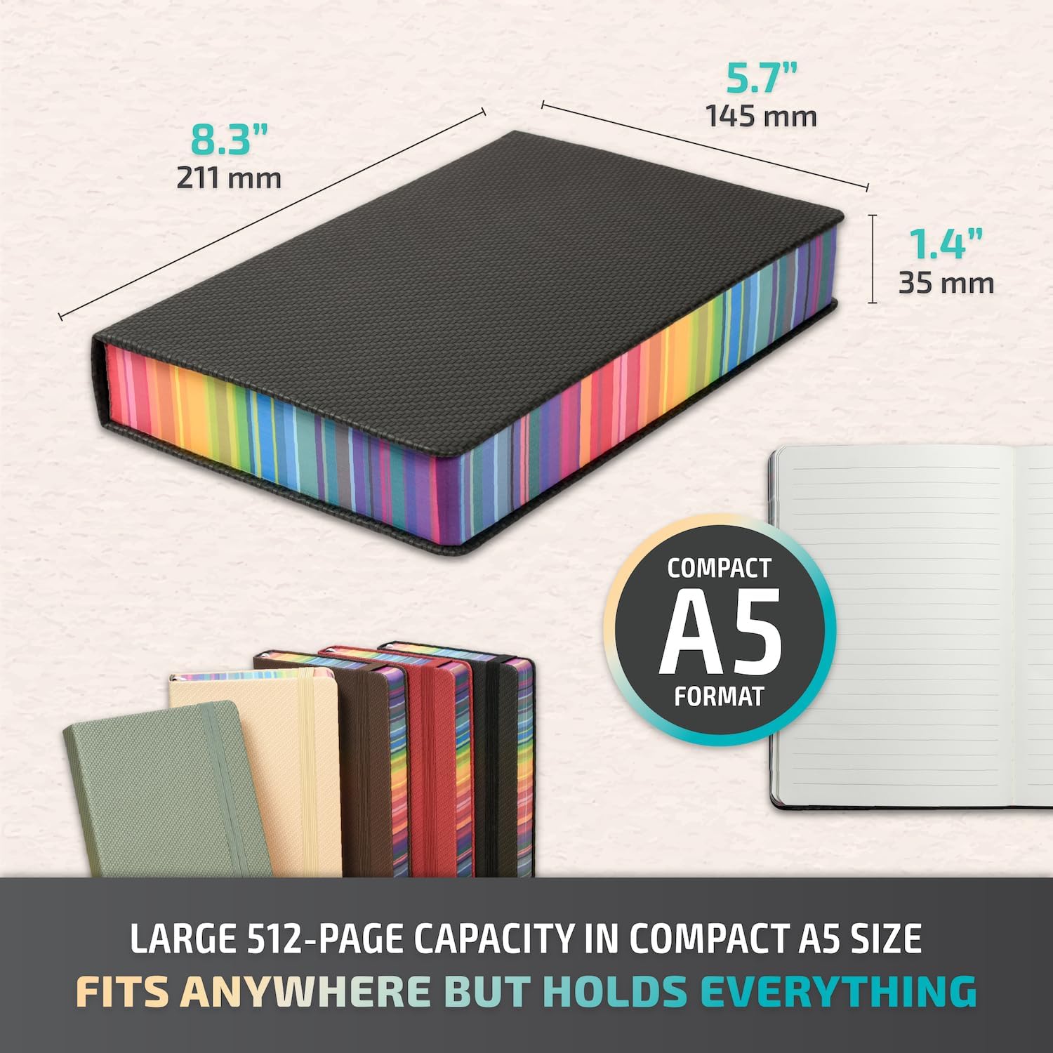 Hardcover A5 Thick Notebook 500 Pages, Lined 365 Journal for Women (Red) image 5