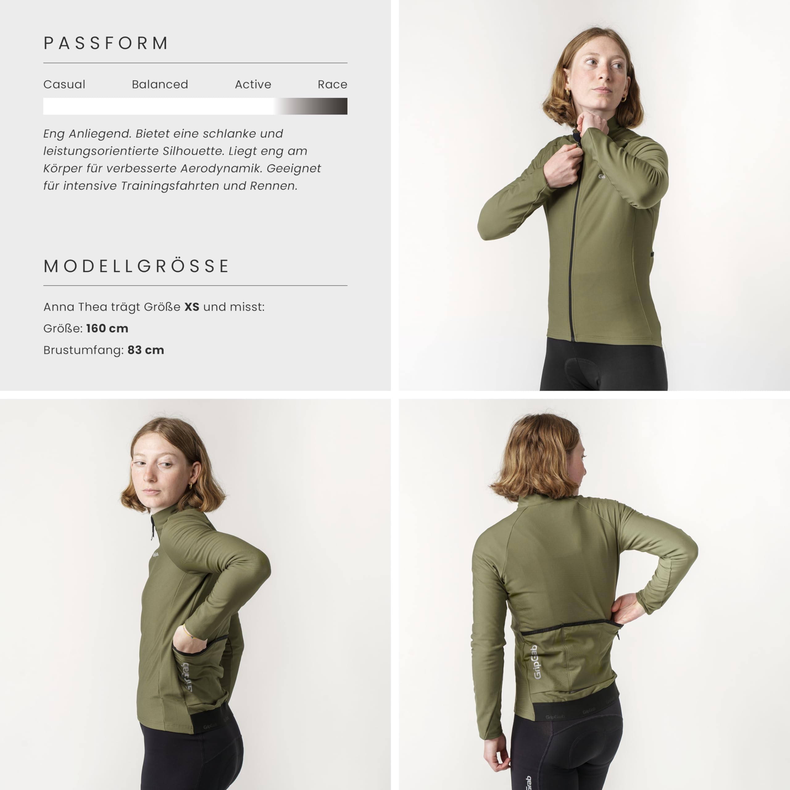 GripGrab PACR Rennrad Trikot Damen - Langarm Thermo Radtrikot - Race Fit | Schmale Passform, weiches Mikrofleece zur Isolierung, durchgehender Reißverschluss & 3 Taschen, für sportliche Sitzposition