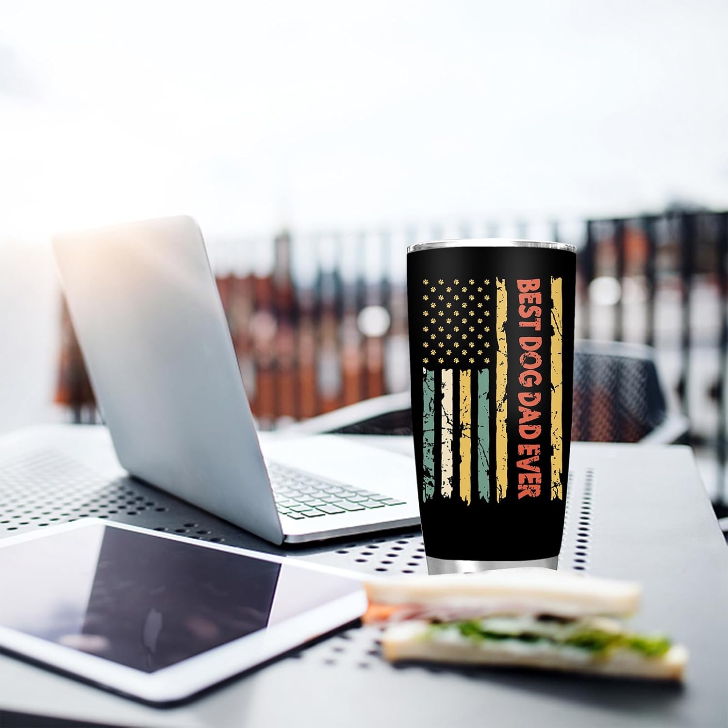 Hasdon-Hill The Dogfather Paw Tumbler for Dad Grandpa Men, Best Dog Dad Travel Coffee Mug for Dog Lover Father's Day Gifts 20 OZ - Image 4