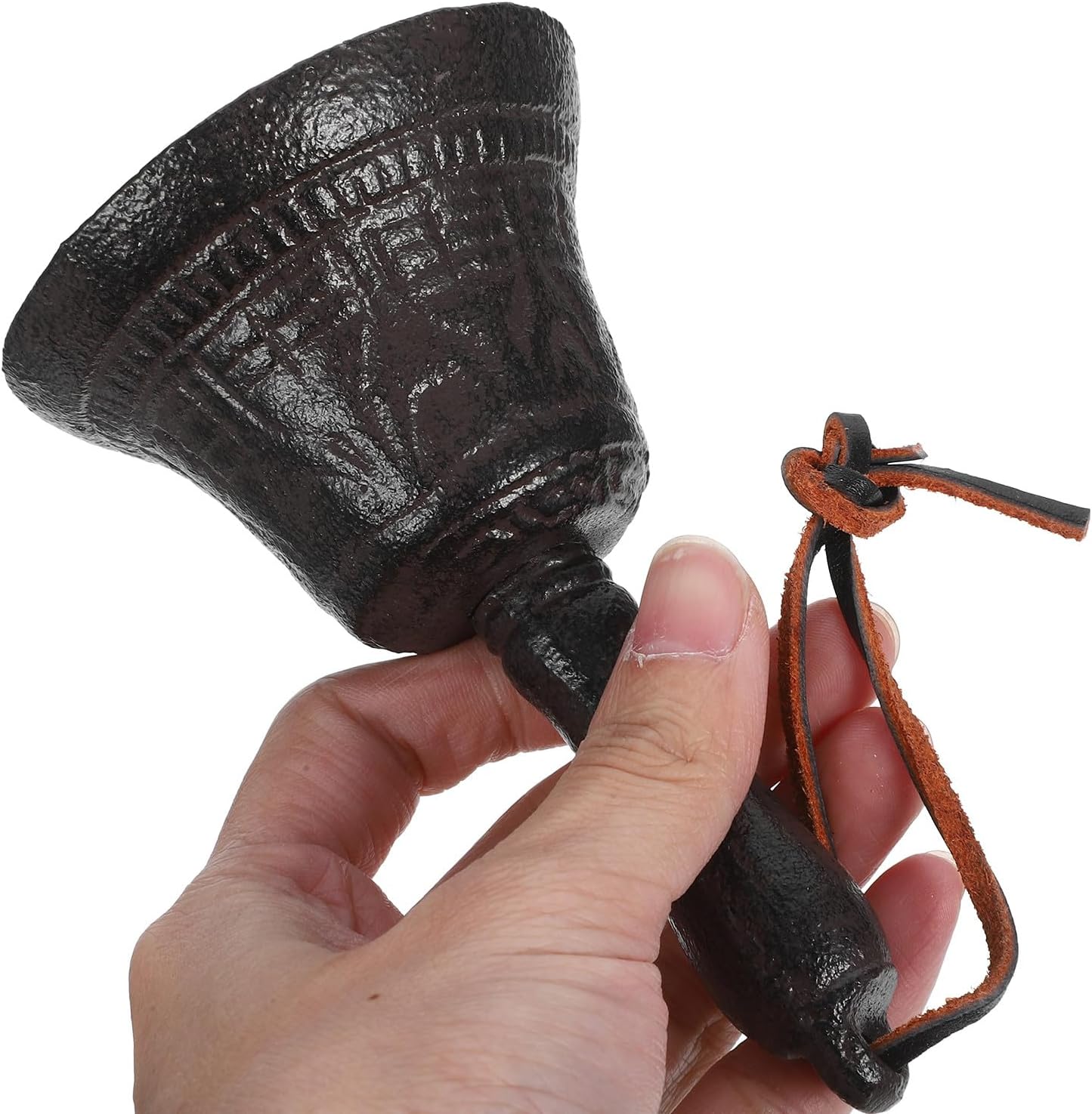 VALICLUD 2pcs Vintage Cast Metal Hand Bells Manual Call Bells Rustic Decorative for Home and Restaurant Use White and Rust Finish Retro Style Wind Chimes