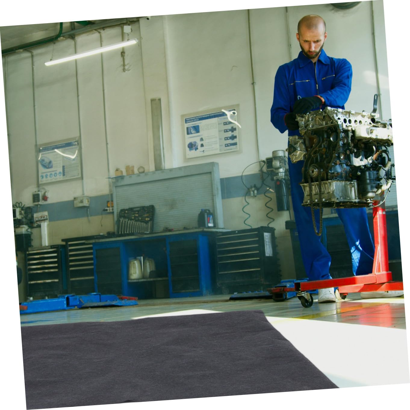 SHINEOFI Tapis de Garage Absorbant L’Huile, Protection du Sol en Feutre Chimique Noir, Anti-Fuite D’Eau ’Huile, pour Garages et Remises
