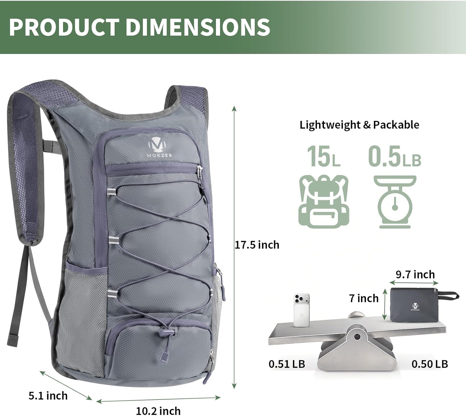15L Lightweight Packable Hiking Backpack Water Resistant Foldable Daypack for Hiking Travel Cycling Outdoor Sports for Men Women