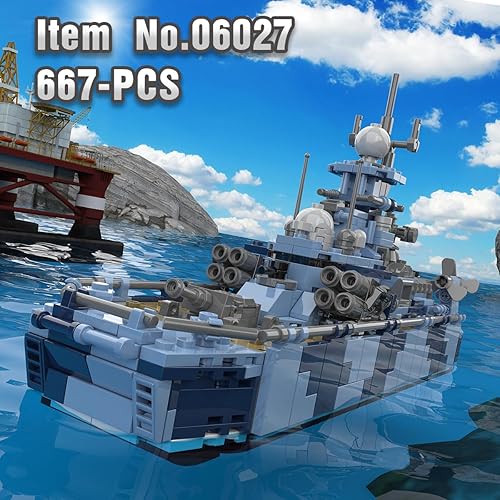 Miniatura 2 de Military Battleship Building Blocks Kit, Military Warship Building Model Toy, Collectible Display Set for Adults