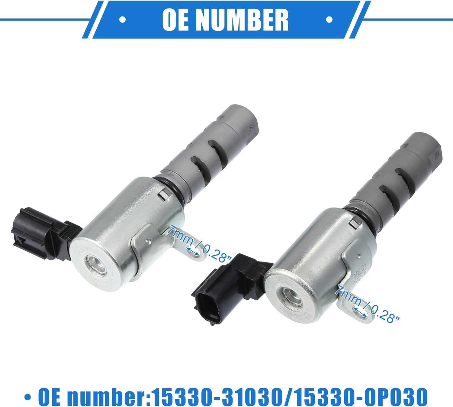 2 Pcs Variable Valve Timing Solenoid Compatible for Lexus ES350 Base 3.5L V6 Gas 2007-2018, Durable Metal Silver Tone Control VVT Solenoid Valve