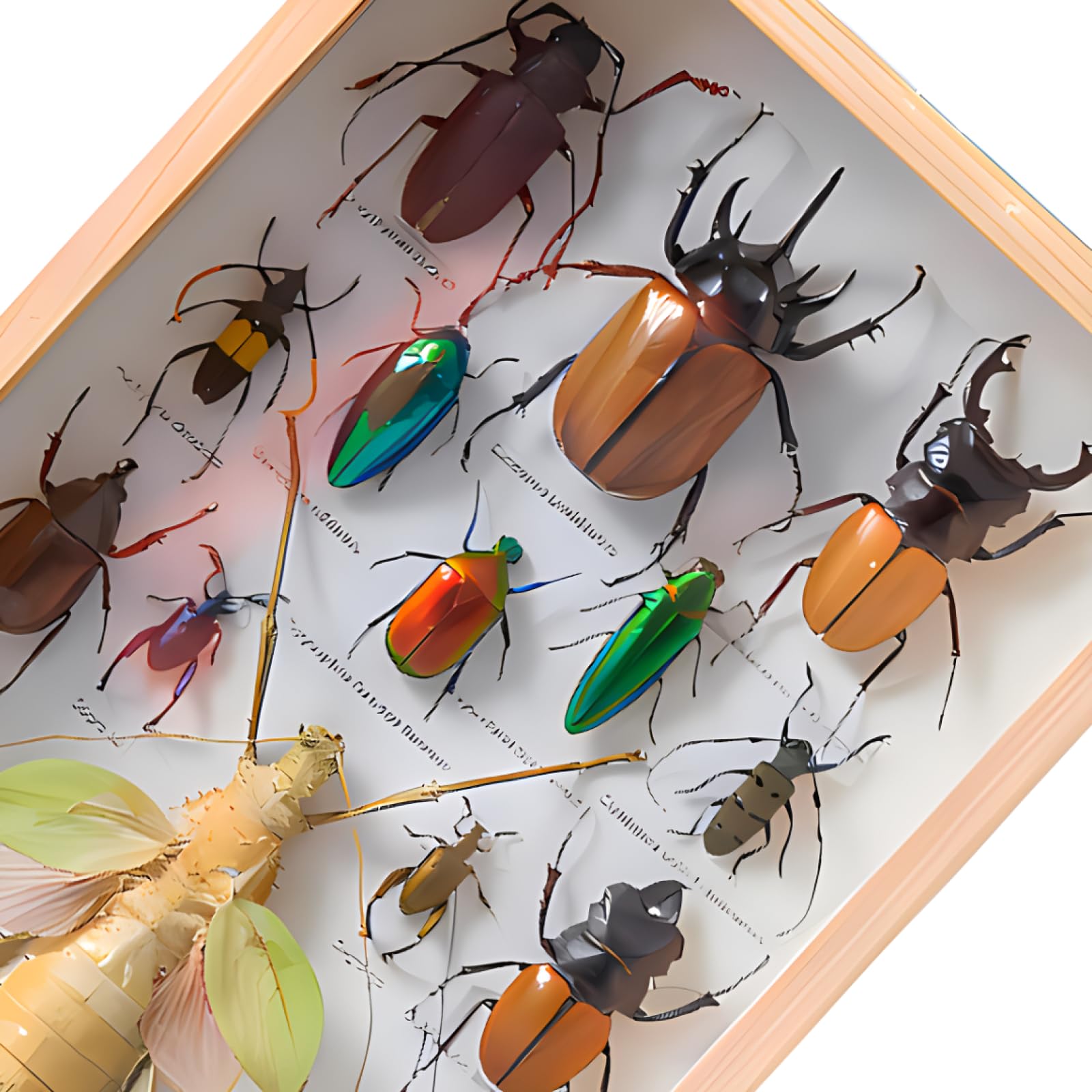 DRXRD Vitrina de Insectos Reales, Caja de Taxidermia de Insectos Mixtos con Marco de Madera y Cierre para Colgar, para Educación y Enseñanza (34 x 20.5 x 4.3cm) A