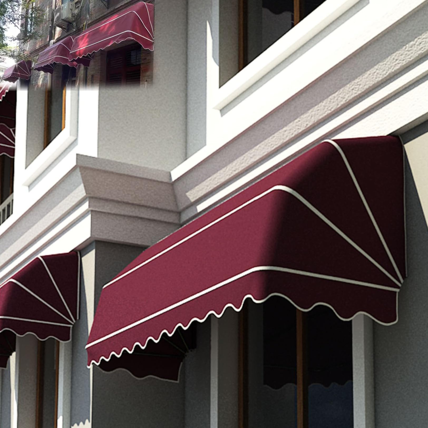 Awning Canopies Manual Retractable Awning, Curved Roofing Rain Shelter Window door Awnings Uv-resistant And Waterproof Fabric Awning, Outdoor Awning For Outside Balcony Garden Porch A 80×60×60cm