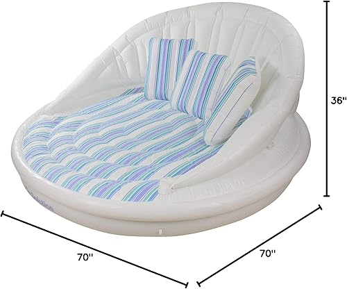 Miniatura 3 de Balsa inflable a rayas para piscina, sofá y sala de estar, 70 pulgadas, color blanco y azul