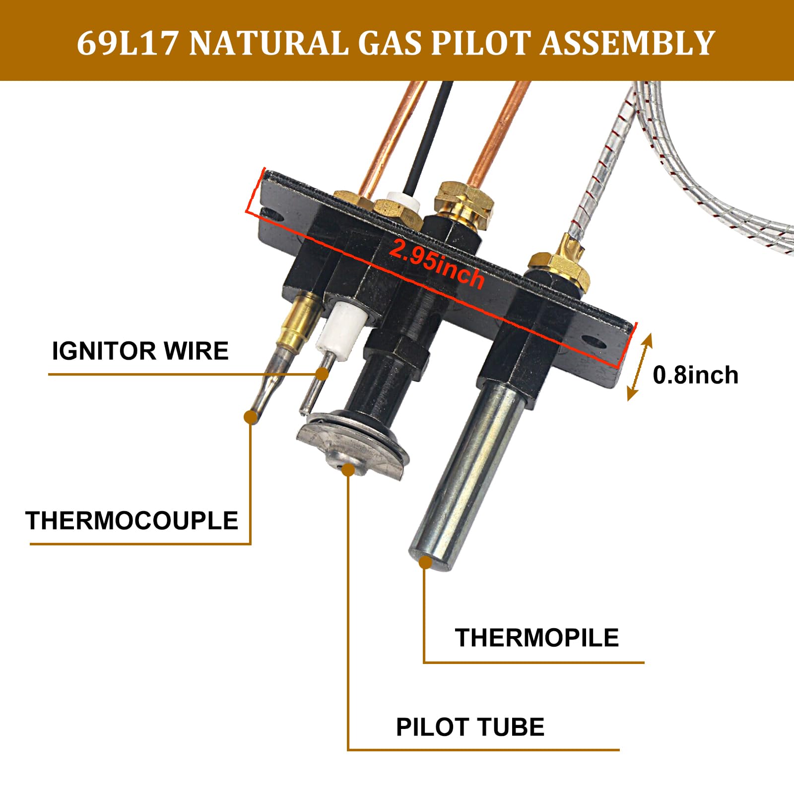 Lennox Fireplace Pilot Replacement 69L17 Natural Gas Pilot