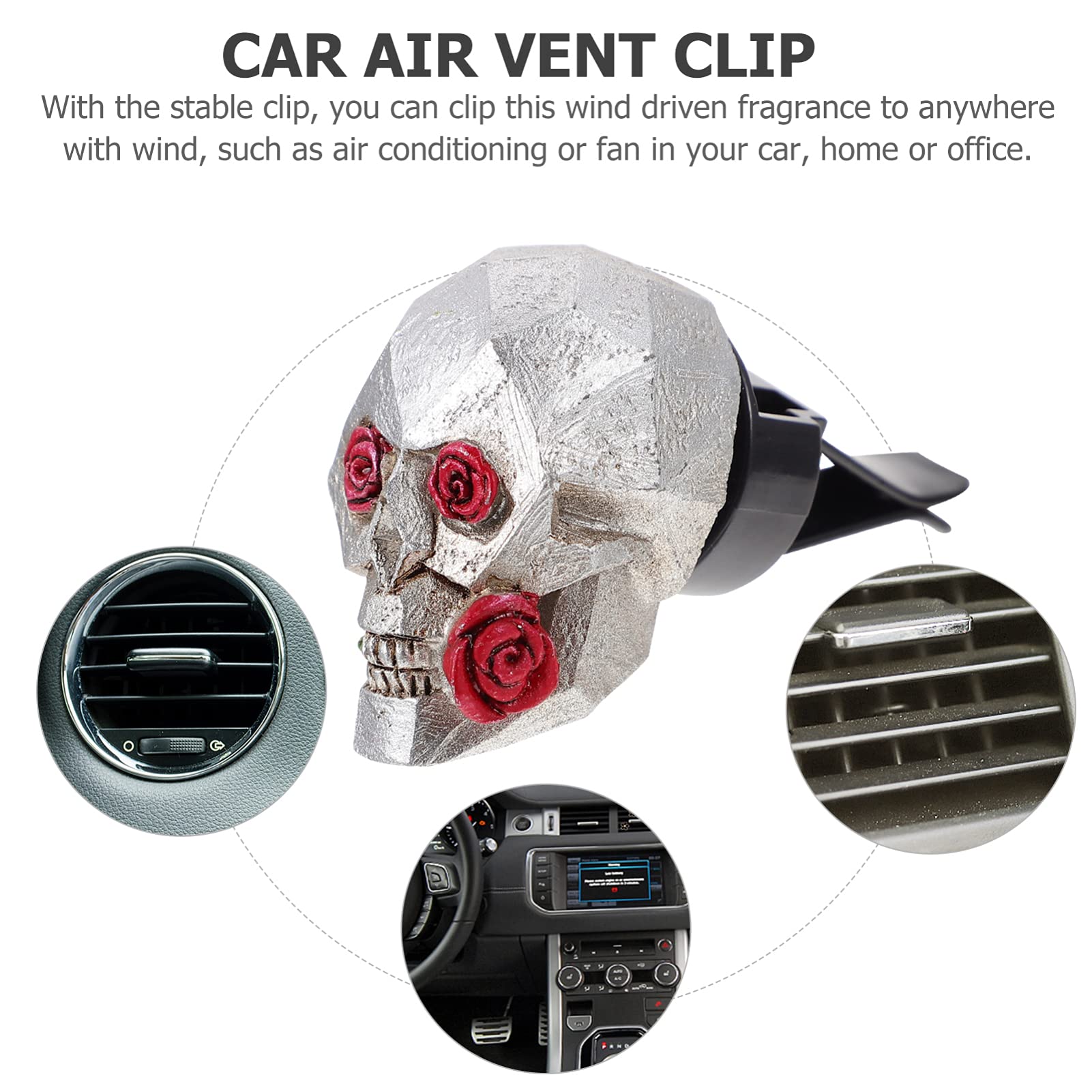 Mobestech 6pezzi Clip Profumata Per Auto Con Design Teschio Decorazione Interna Per Auto e Diffusore Aromatico Facile Da Installare Su Ventilazione Per Ufficio e Casa