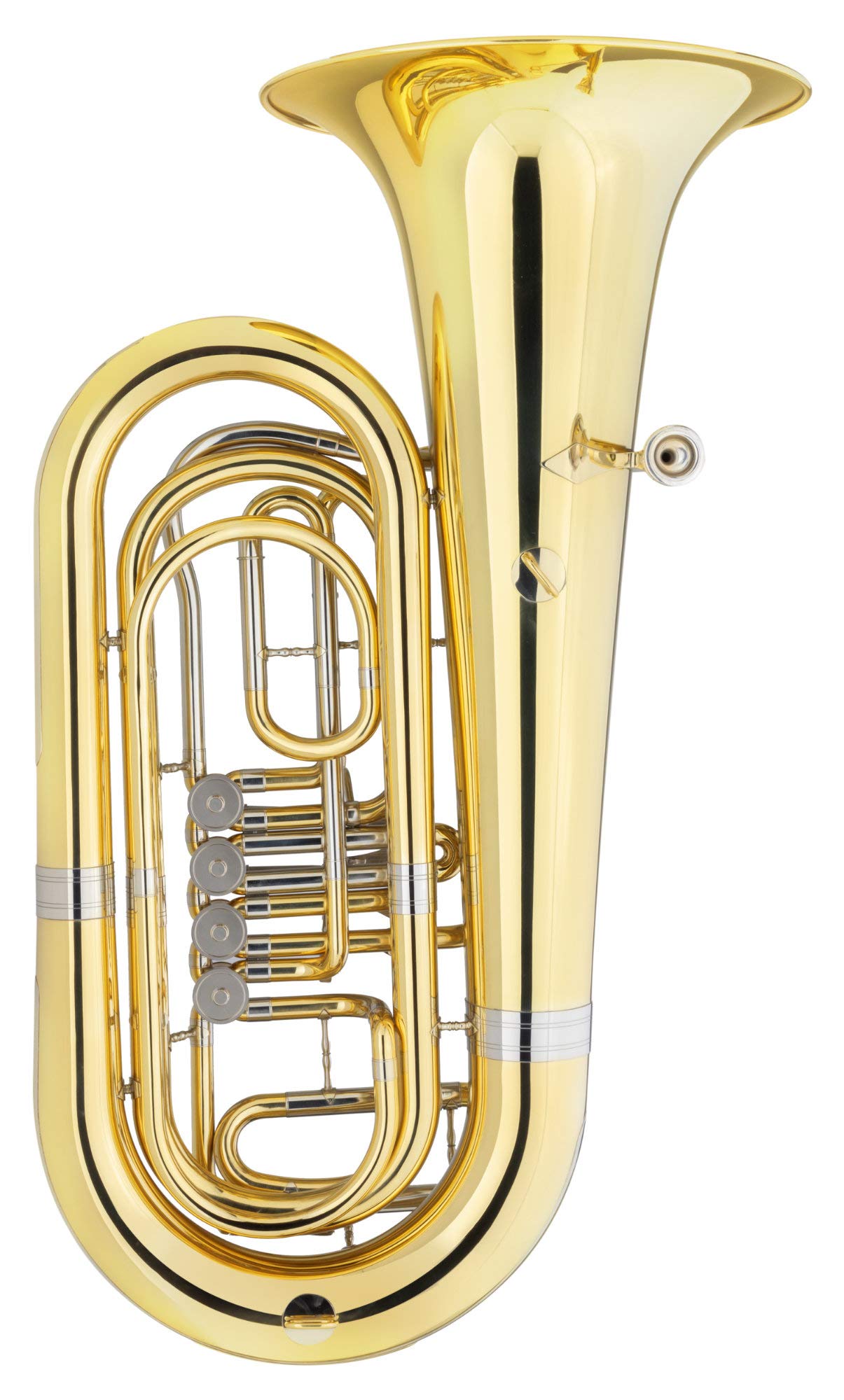 Classic Cantabile Brass T-180 3/4 Bb Tuba - 4 Ventile - Höhe: 91 cm - Neusilber Innen- und Außenzüge - Mundrohr aus Neusilber - Schallstück Ø: 37,5 cm, Bohrung Ø: 18 mm