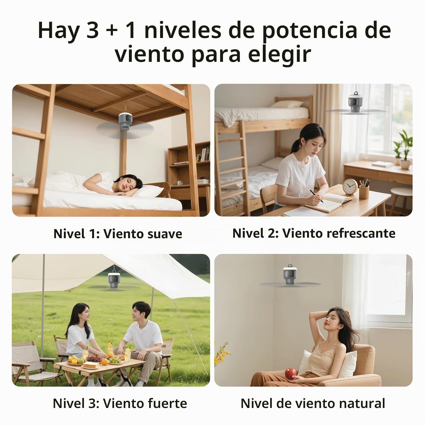 VVU&CCO Ventilador de techo inalámbrico para exteriores con mando a distancia, batería de 12000 mAh, ventilador de techo con luz, 4 niveles de velocidad, temporizador para exteriores, tienda de